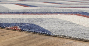 HomeRoots 8x10 Hand Woven Geometric Area Rug Stain Resistant Polyester Coastal Living Room 744304