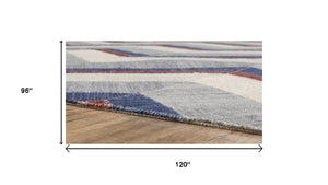 8x10 Hand Woven Geometric Area Rug Stain Resistant Polyester Coastal Living Room