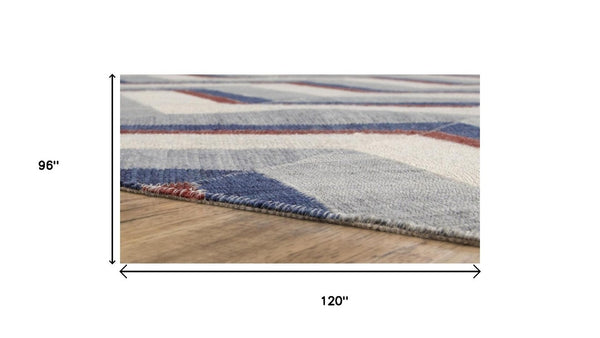 8x10 Hand Woven Geometric Area Rug Stain Resistant Polyester Coastal Living Room
