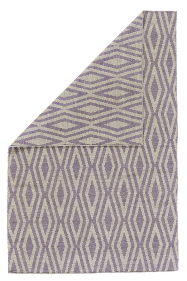 HomeRoots 8 X 10 Hand Loomed Wool Geometric Area Rug in Purple Ivory Stain Resistant 744306