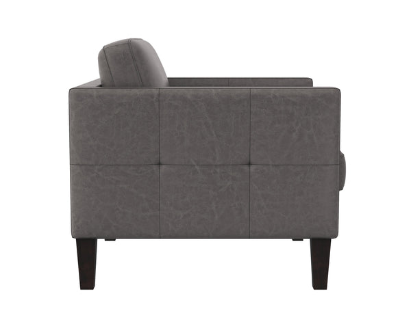 Sunpan Karmelo Armchair - Timeless Italian Design in Luxurious Aniline Leather with Solid Beech Wood Legs Vintage Charcoal Leather