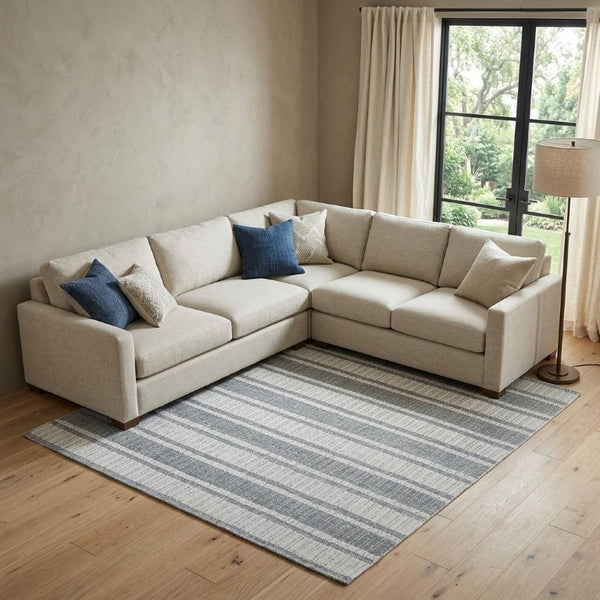 8x10 Hand Tufted Wool Striped Area Rug Stain Resistant for Living or Family Rooms