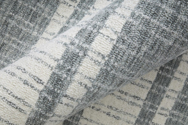 8x10 Hand Tufted Wool Striped Area Rug Stain Resistant for Living or Family Rooms