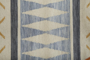 8 X 10 Moroccan Hand Loomed Area Rug Bohemian Blue Tan Pink Fringe Accent