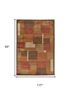 8 Ft X 10 Ft Hand Knotted Wool Blend Checkered Area Rug Mid-century Living Room