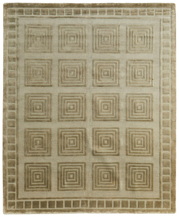 HomeRoots 9 X 12 Hand Knotted Wool Geometric Area Rug Stain Resistant for Living Rooms 744324