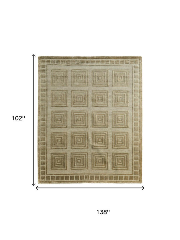 9 X 12 Hand Knotted Wool Geometric Area Rug Stain Resistant for Living Rooms