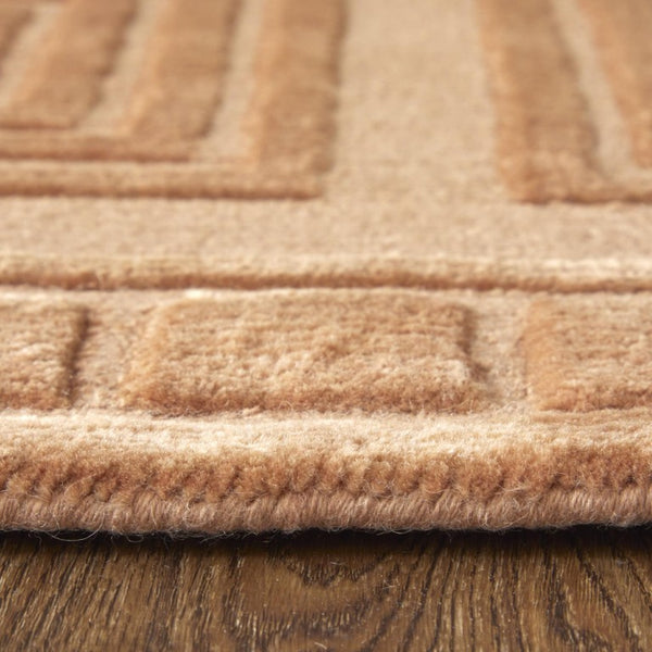 9x12 Hand Knotted Wool Geometric Area Rug Stain Resistant Artisan Tan Gold