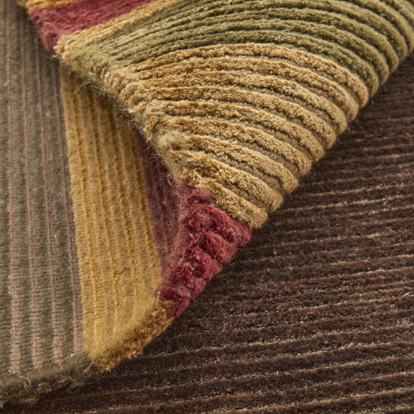 8x10 Hand Knotted Wool Blend Area Rug in Earthy Stripes for Living Room Decor