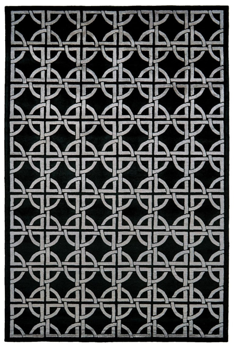 HomeRoots 9x12 Hand Knotted Wool Abstract Area Rug Stain Resistant Artisan Woven Floor Accent 744344