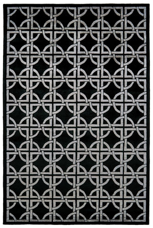HomeRoots 9x12 Hand Knotted Wool Abstract Area Rug Stain Resistant Artisan Woven Floor Accent 744344