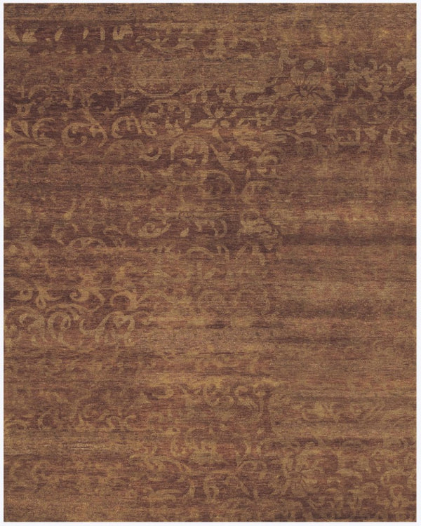 9 X 12 Hand Knotted Wool Floral Area Rug Artisan Crafted Stain Resistant Brown