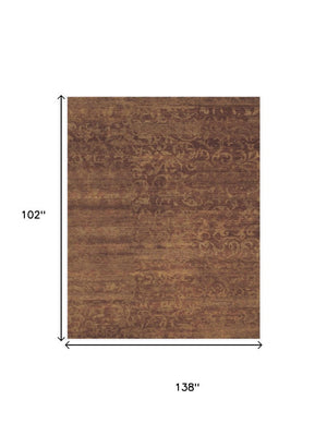 9 X 12 Hand Knotted Wool Floral Area Rug Artisan Crafted Stain Resistant Brown