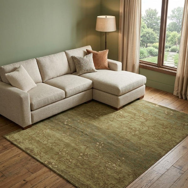 9x12 Hand Knotted Wool Floral Area Rug Stain Resistant Artisan Crafted Living Room