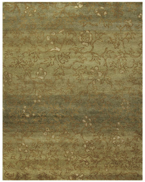 HomeRoots 9x12 Hand Knotted Wool Floral Area Rug Stain Resistant Artisan Crafted Living Room 744347