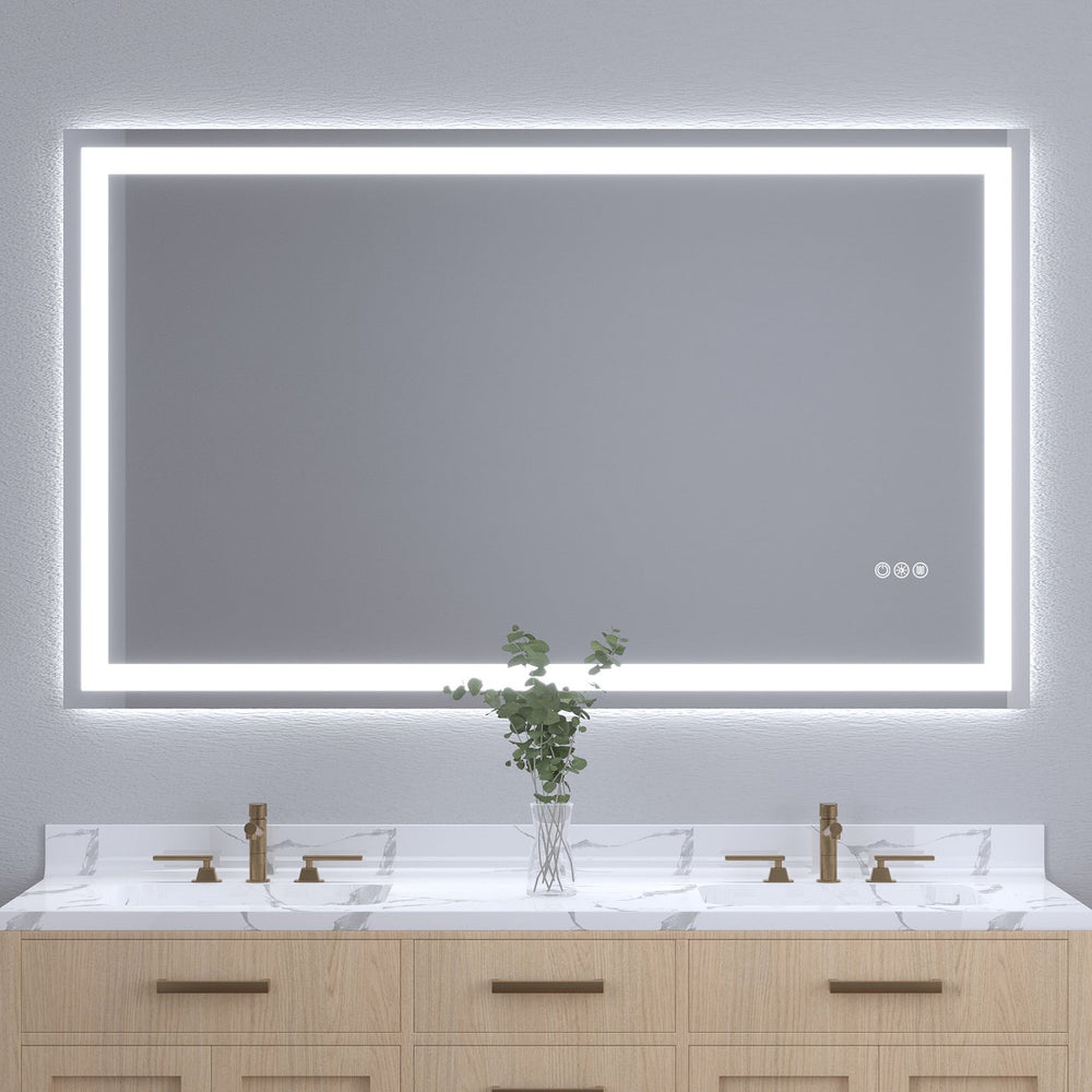English Elm 60x36" Frameless Eco Mirror with Dual Front/Back LED Strips, 3-Color Temps, UL Listed, Kit Included T3177P320560