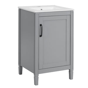 English Elm 20" Gray Bathroom Vanity with Ceramic Sink, Soft-Close Door, U-Shaped Adjustable Shelf & Door Storage Rack for Small Spaces N729P299364E