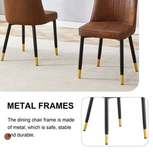 English Elm Brown Suede-Like Velvet Dining Chair Set - Elegant 4-Pack With Black Metal Legs & Gold Accents W1151P211985