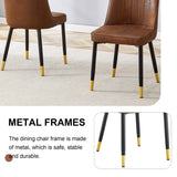 English Elm Brown Suede-Like Velvet Dining Chair Set (Four-Pack)Black Metal Legs,Dinning Chairs,Brown.