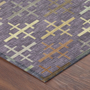 8 X 10 Purple Geometric Polyester Area Rug Washable Stain Resistant Patio Porch