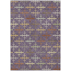 HomeRoots 9x12 Geometric Polyester Area Rug Washable Stain Resistant Indoor Outdoor Plum Purple 744505