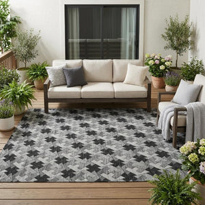 5 X 8 Geometric Polyester Area Rug Washable Indoor Outdoor Stain Resistant