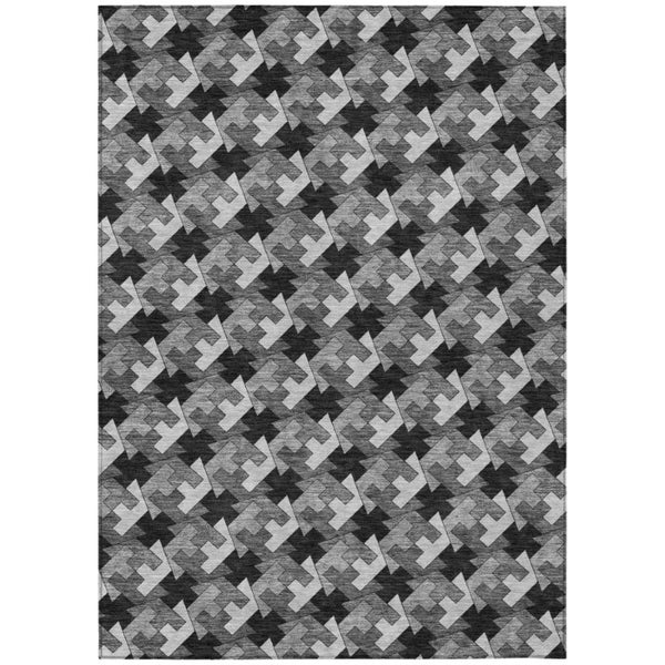 HomeRoots 5 X 8 Geometric Polyester Area Rug Washable Indoor Outdoor Stain Resistant 744514