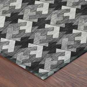 5 X 8 Geometric Polyester Area Rug Washable Indoor Outdoor Stain Resistant