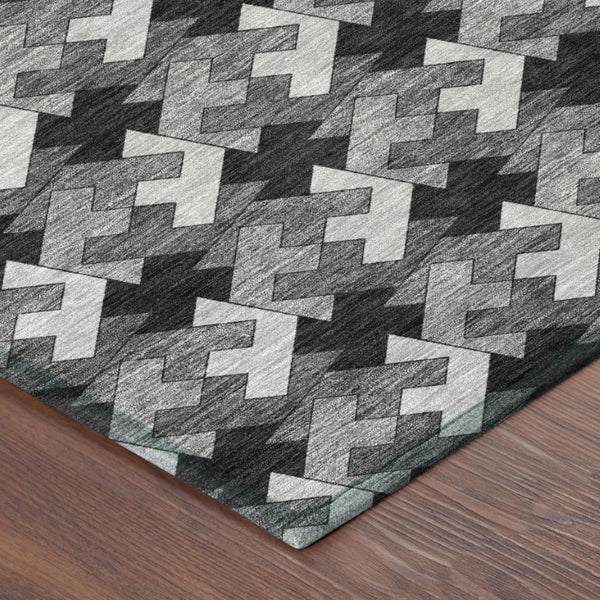 5 X 8 Geometric Polyester Area Rug Washable Indoor Outdoor Stain Resistant