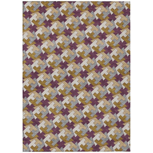 HomeRoots 9 X 12 Purple Geometric Polyester Area Rug Washable for Indoor Outdoor Spaces 744535