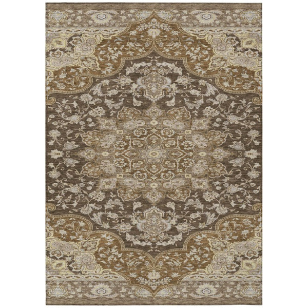HomeRoots 8x10 Oriental Polyester Area Rug Stain Resistant for Indoor Outdoor Spaces 744612