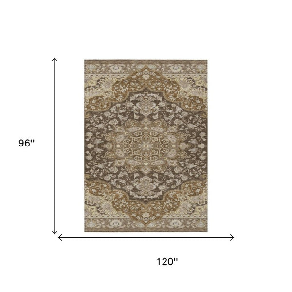 8x10 Oriental Polyester Area Rug Stain Resistant for Indoor Outdoor Spaces