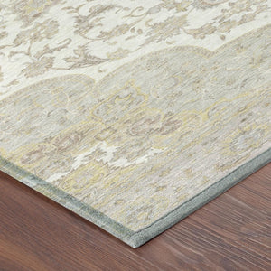 8 X 10 Ivory Silver Oriental Polyester Area Rug for Indoor Outdoor Living