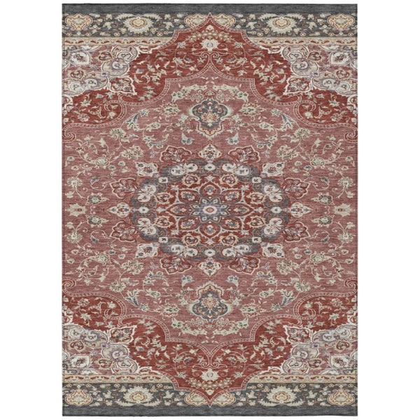 HomeRoots 10 X 14 Oriental Washable Polyester Area Rug for Indoor Outdoor Living Spaces 744632