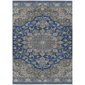 HomeRoots 5 X 8 Navy Oriental Polyester Area Rug Washable Stain Resistant Indoor Outdoor 744634