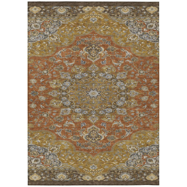 HomeRoots 9 X 12 Oriental Polyester Area Rug Stain Resistant Indoor Outdoor Patio Decor 744649