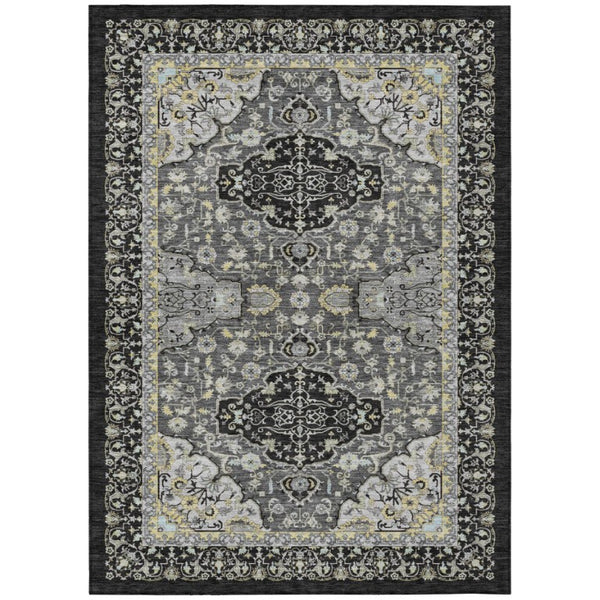 HomeRoots 8x10 Washable Oriental Polyester Area Rug for Indoor Outdoor High Traffic Spaces 744660