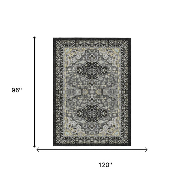 8x10 Washable Oriental Polyester Area Rug for Indoor Outdoor High Traffic Spaces