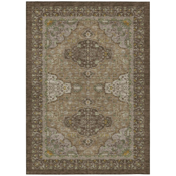 HomeRoots 9x12 Oriental Polyester Area Rug Washable Stain Resistant for Patio and Living Room 744667