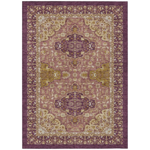 HomeRoots 9 X 12 Eggplant Purple Oriental Polyester Washable Rug for Patio or Living Room 744673