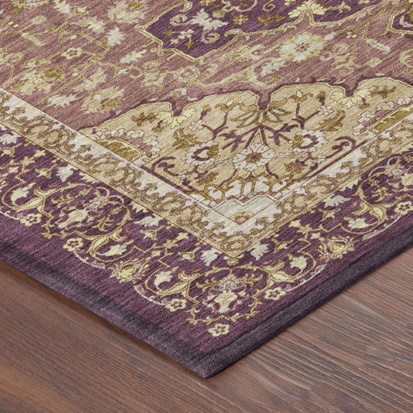9 X 12 Eggplant Purple Oriental Polyester Washable Rug for Patio or Living Room