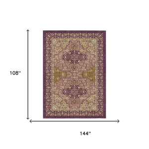 9 X 12 Eggplant Purple Oriental Polyester Washable Rug for Patio or Living Room