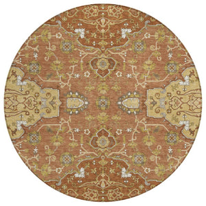 HomeRoots 8 Foot Round Oriental Polyester Area Rug Washable Indoor Outdoor Patio Decor 744695