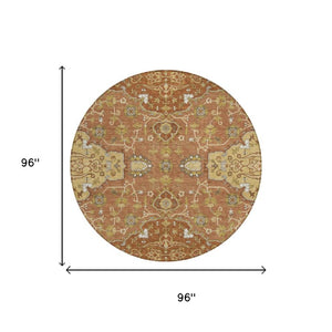 8 Foot Round Oriental Polyester Area Rug Washable Indoor Outdoor Patio Decor