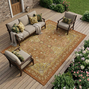 9 X 12 Oriental Polyester Area Rug Stain Resistant Indoor Outdoor Washable