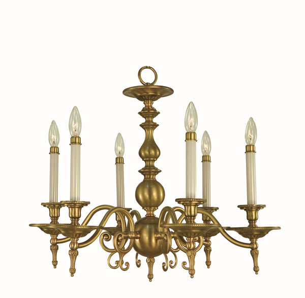 Framburg 6-light Elegant Kensington Chandelier - Exquisite Georgian Design For Timeless Dining Spaces Brushed Brass Metal 7446 Br