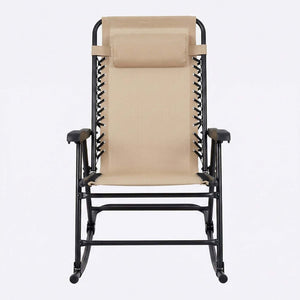 English Elm Oversized Zero Gravity Patio Recliner with Mesh Seat Wood Arms and Cup Holder W5159P446019
