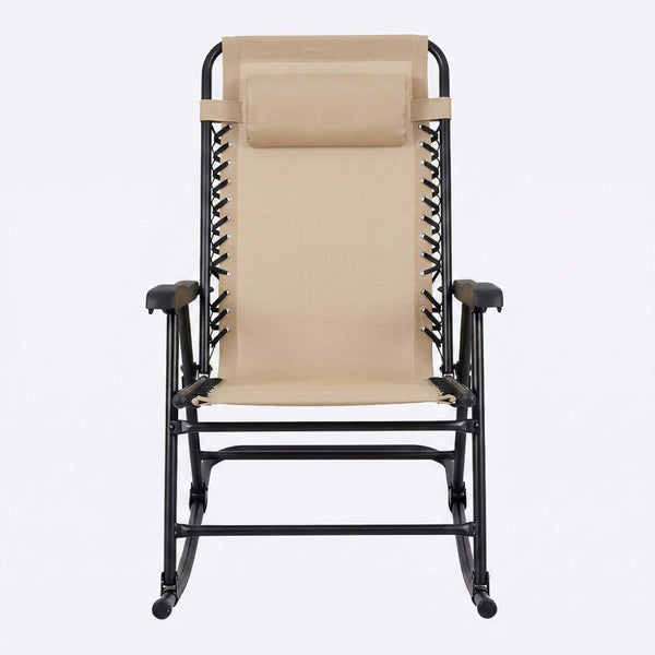 English Elm Oversized Zero Gravity Patio Recliner with Mesh Seat Wood Arms and Cup Holder W5159P446019