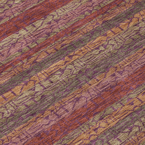 5 X 8 Burgundy Striped Washable Polyester Rug for Indoor Outdoor Spaces