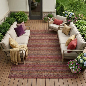 8 X 10 Washable Polyester Striped Area Rug for Indoor Outdoor Patios and Living Rooms